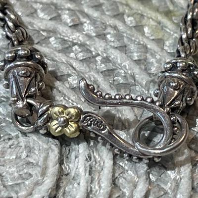 Barbara Bixby 925 Sterling Silver 18k Gold Turquoise & Carnelian Heart Pendant on a 16" SS & 18K Chain as Pic'd.