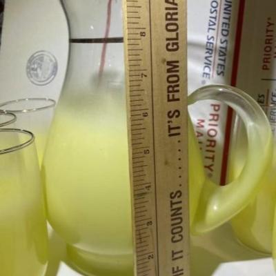 Vintage Mid-Century Blendo Yellow Glass Tumblers & Pitcher - Pitcher set - 5 Glasses & Pitcher.