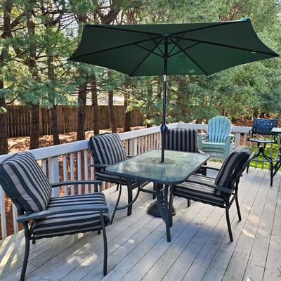 Outdoor Table, Chairs, Umbrella and Stand (BY-DW)