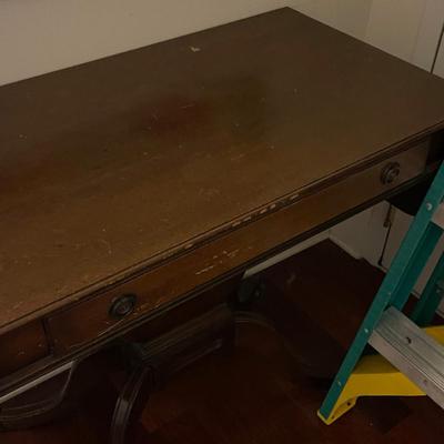 Antique Mahogany Drop Leaf Harp Side Table