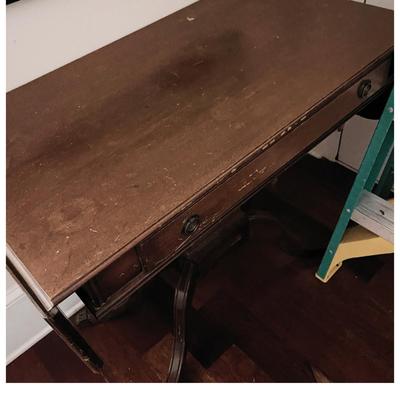 Antique Mahogany Drop Leaf Harp Side Table