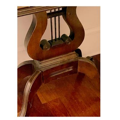 Antique Mahogany Drop Leaf Harp Side Table