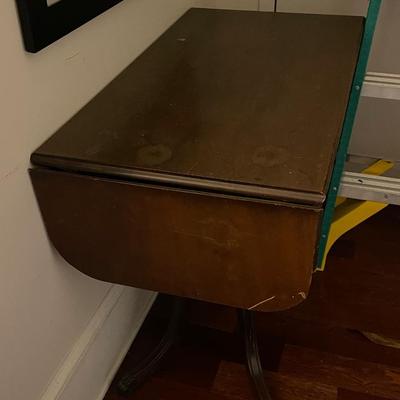 Antique Mahogany Drop Leaf Harp Side Table