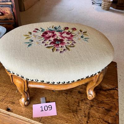 Cross stitch tapestry foot stool