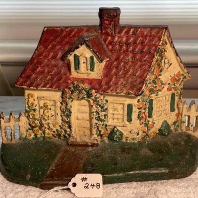 Victorian Era House Cast Iron Metal Door Stop in Good Preowned Condition 8" x 7".