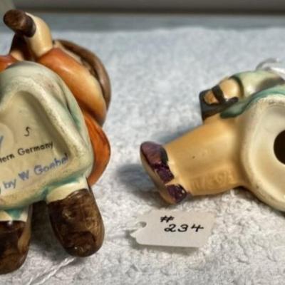 Vintage HUMMEL #214 TMK-2 & #111/39/O TMK-3 LITTLE TOOTER CANDLEHOLDER 3.75" & JOYOUS NEWS ANGEL 2.50" Tall in Good...