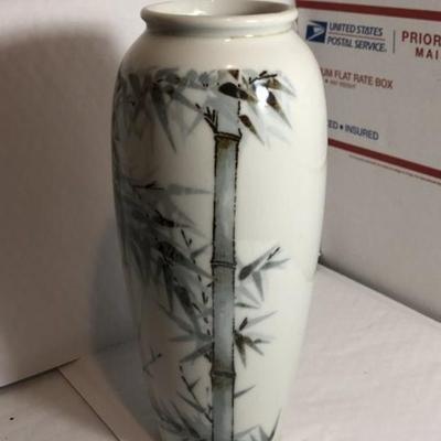 Vintage Japanese Bamboo Design Vase 9.75" Tall Preowned from an Estate as Pictured.