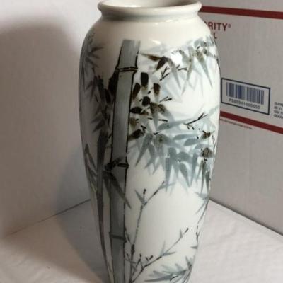 Vintage Japanese Bamboo Design Vase 9.75" Tall Preowned from an Estate as Pictured.
