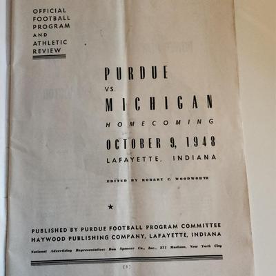 1948 Purdue vs Michigan Football Program