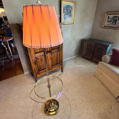 Brass Floor lamp with table,