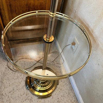 Brass Floor lamp with table,