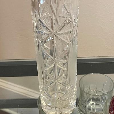 Vintage Cut Crystal Vase with Castle Top