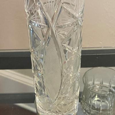 Vintage Cut Crystal Vase with Castle Top