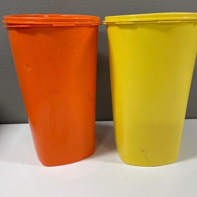 2 tall Tupperware containers