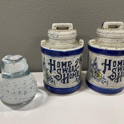 Home sweet home S&P shakers and glass pear