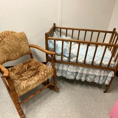 Vintage Rocker and Crib