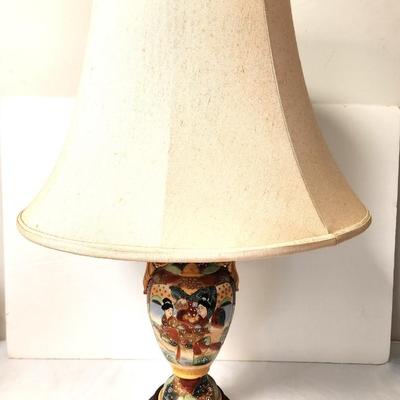 Lot #91 Asian Style Table Lampt - Decorator Piece - Wood base