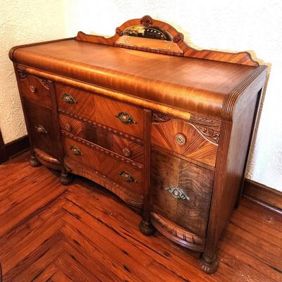 Lot #97 Antique Depression-Era Buffet/Sideboard