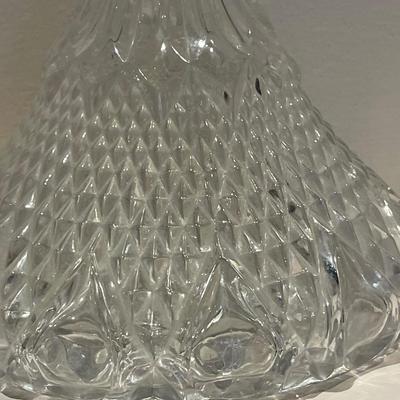 Vintage Diamond Pattern Crystal Decanter with Silver Stopper