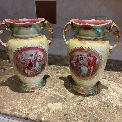 Two Antique Hand Painted Vases