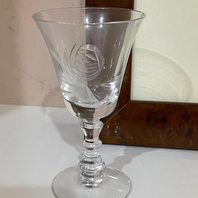 Vintage Fostoria Crystal Rose Glasses - Etched - 31 Glass Lot