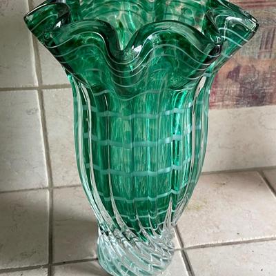 Vintage Egermann Bohemian Ruffle Top Vase