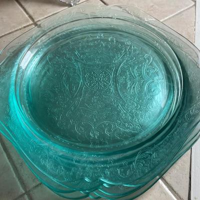 Vintage Indiana Glass Teal Lot - 8 pieces