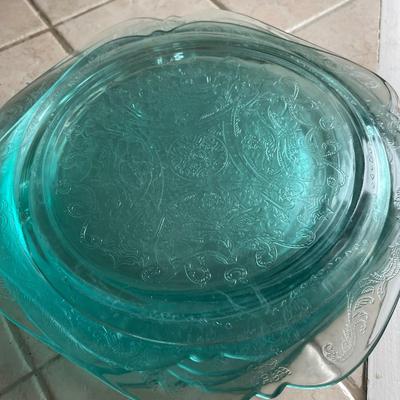 Vintage Indiana Glass Teal Lot - 8 pieces