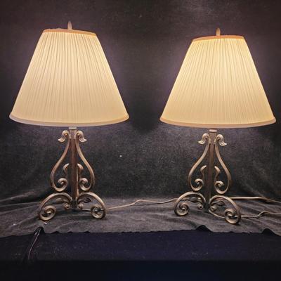Pair of Wrought Iron Table Lamps (P-CE)