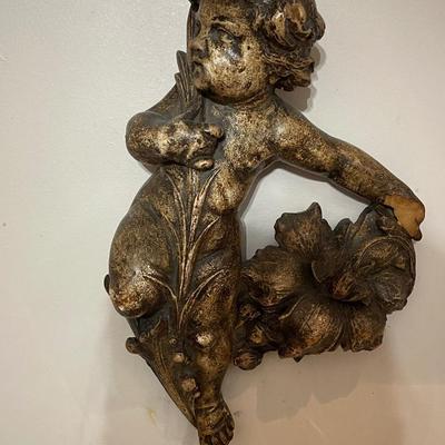 Vintage Resin Cherub Wall Plaque