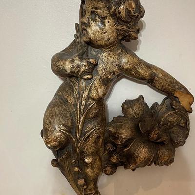 Vintage Resin Cherub Wall Plaque