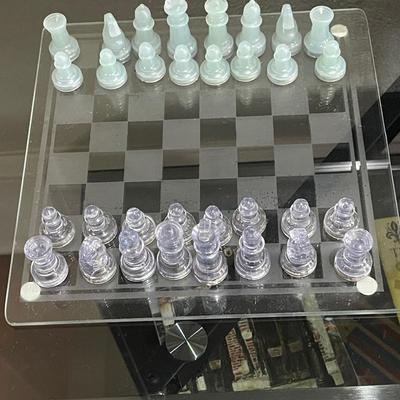 Vintage Small Glass Chess Set - 33 Pieces