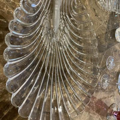 Vintage Mikasa Crystal Clam Shell Plate with Raised Lobster