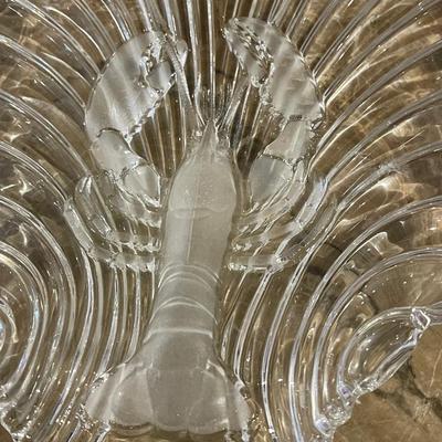 Vintage Mikasa Crystal Clam Shell Plate with Raised Lobster