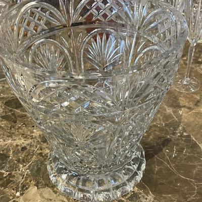 Large Waterford Lead Crystal Pineapple Design Pedastal Vase