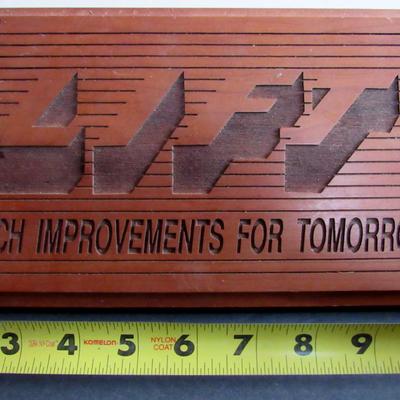 Lot 372: Old Wood Plaque: Leach Improvements For Tomorrow, Leach Co