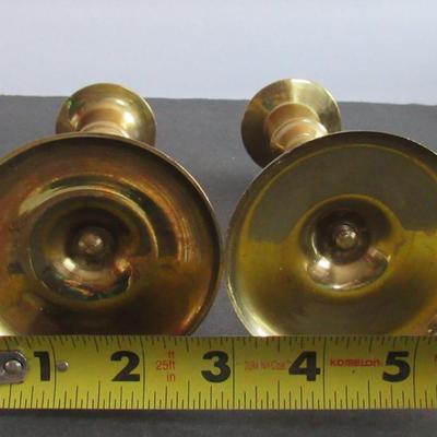 Lot 378: Brass or Brass Plated Small Candlesticks
