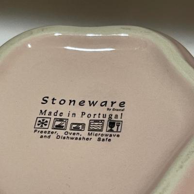 Set of 8 Stoneware Scalloped Cereal Bowls by Grestel - Portugal - Rustic Farmhouse Pink