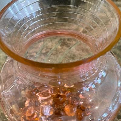 Vintage Czech Bohemian Cut to Clear Pink Vase