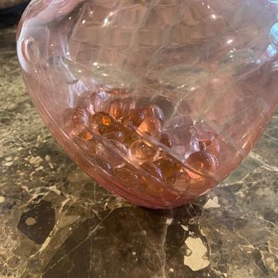 Vintage Czech Bohemian Cut to Clear Pink Vase