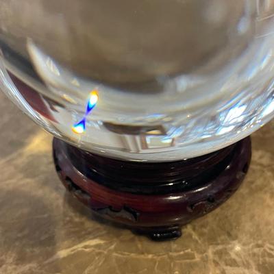 Vintage Crystal Ball on Wood Stand - 130mm