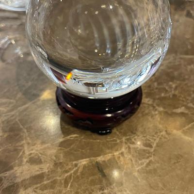Vintage Crystal Ball on Wood Stand - 130mm