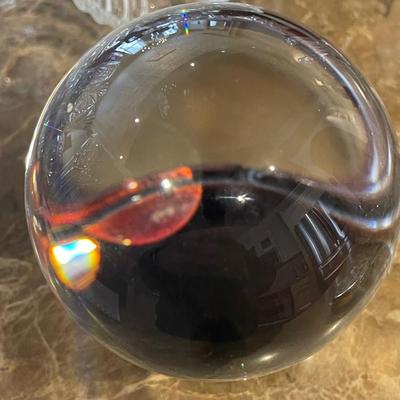 Vintage Crystal Ball on Wood Stand - 130mm