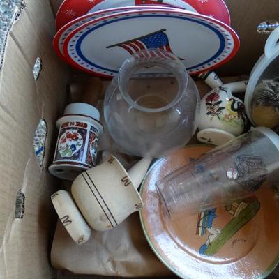 Candle Vase, Collectibles, Plates, Misc. box Lot #0235