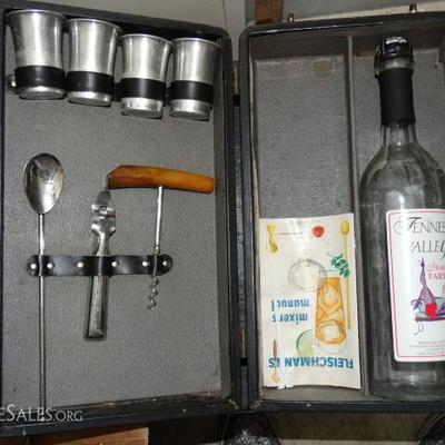 Vintage Cocktail Mixer Case, Aluminum Shot Glasses Lot #80