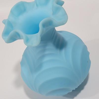 Fenton Blue Ruffled vase