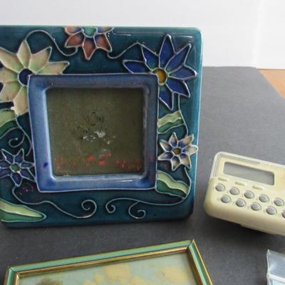 Lot 408: Junk Drawer Lot: Ceramic Frame, Pampered Chef Timer, More