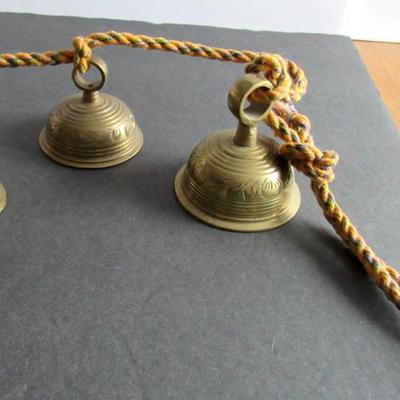 Lot 417: Beautiful Sounding Older Brass Bells on Rope