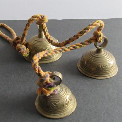 Lot 417: Beautiful Sounding Older Brass Bells on Rope