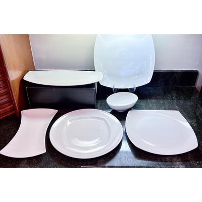 6 Pc. Lot White Geometric Dinnerware - Schonwald, Royal Doulton